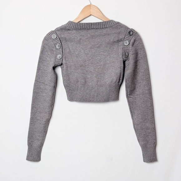 FOR LOVE AND LEMONS Joan Cardigan Sweater and Vest Button Crop Grey XS - Picture 6 of 10